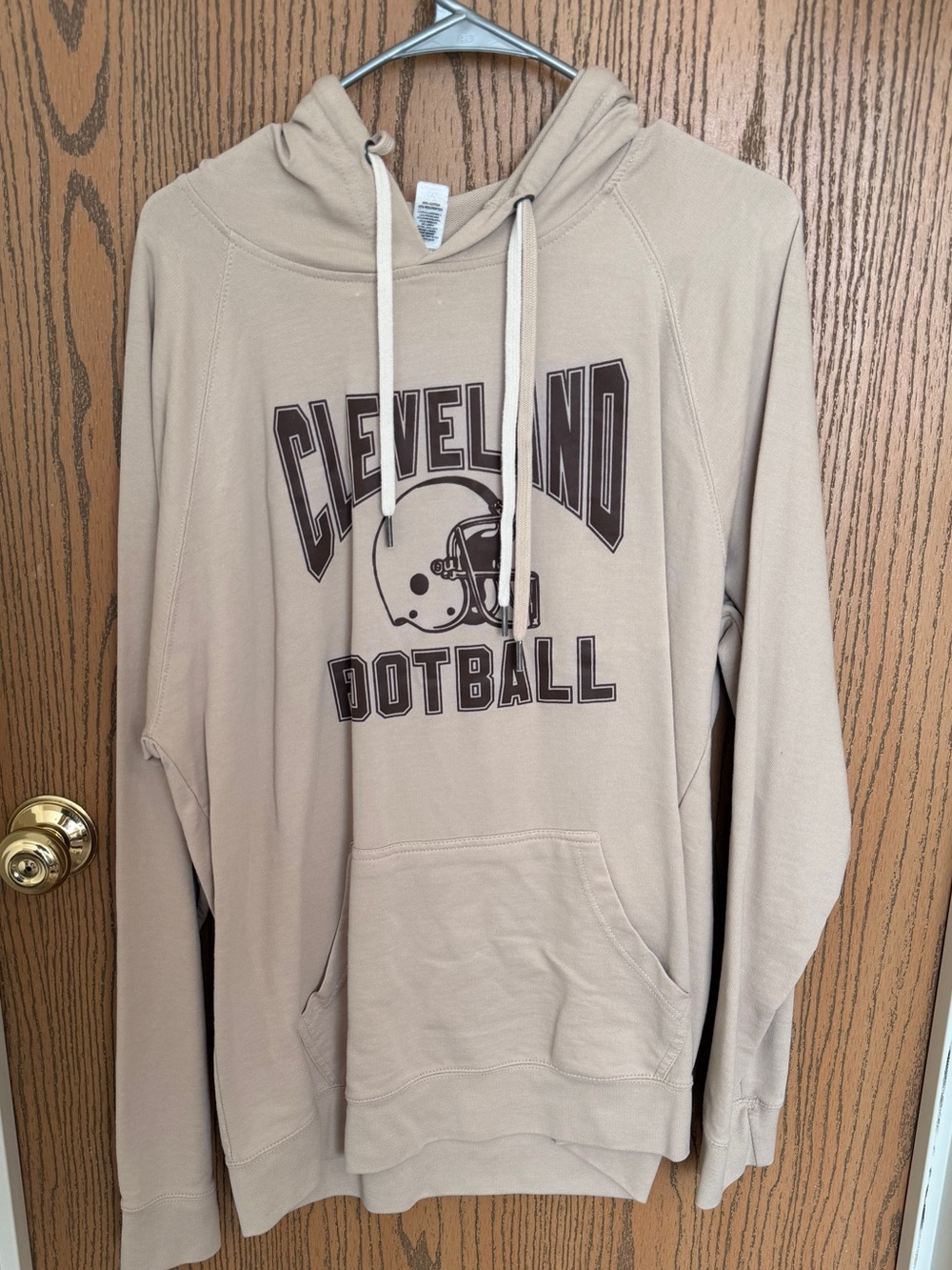 Cleveland Football Crewneck Hoodie - Beige Pullover